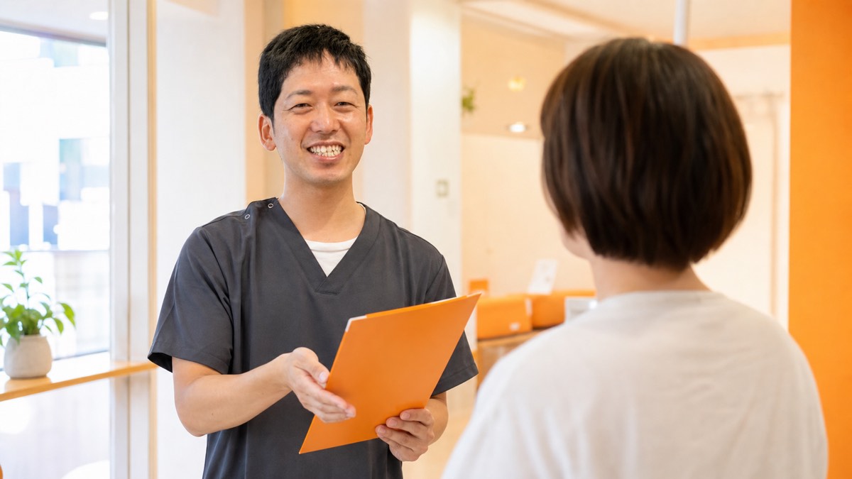 彦根市のりーる整骨院で交通事故後の通院について相談する様子