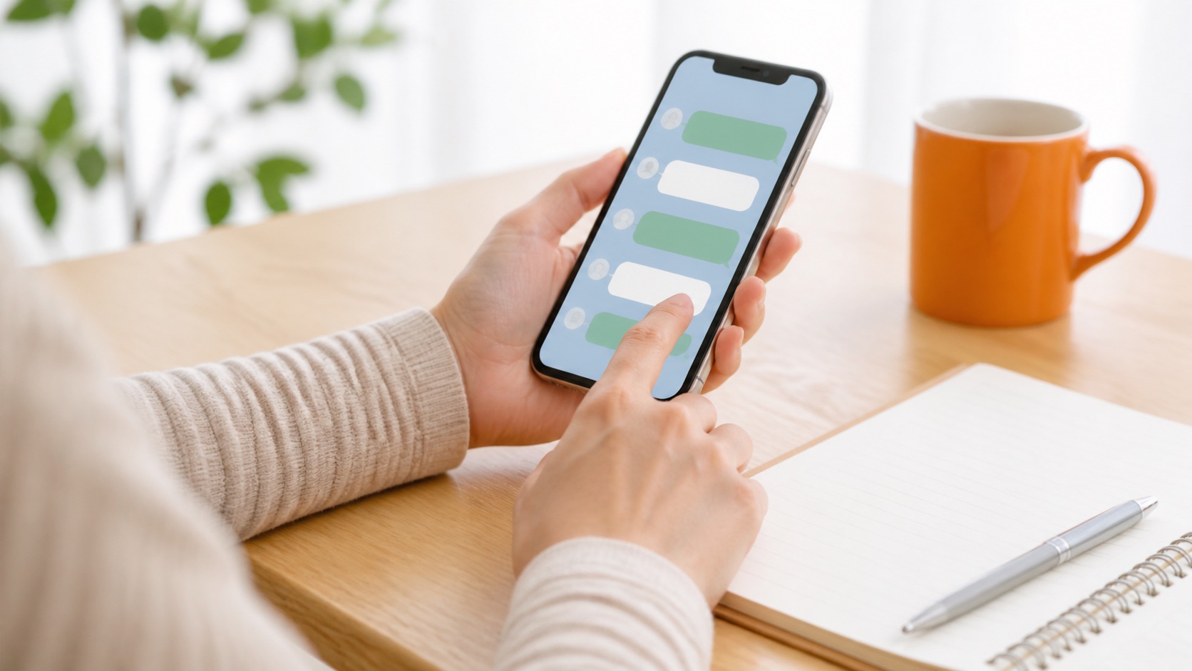 彦根のぎっくり腰についてスマートフォンで相談するイメージ