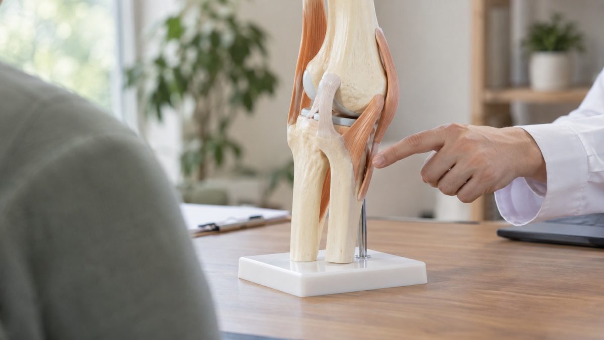 膝の構造を説明するための関節模型のイメージ